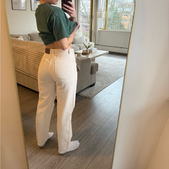 ASOS Cream Corduroy Straight Leg Jeans - Picture 3 of 3
